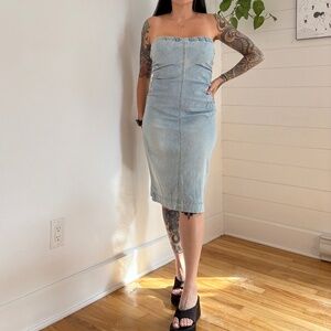 Y2K theory denim tube dress